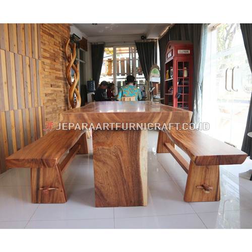 Jual Set Meja Makan Trembesi Kaki Balok Jepara Terbaru Murah